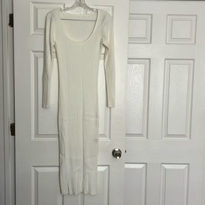 SHEIN White Ribbed Midi Dress S
